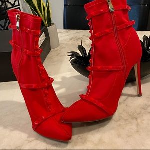 Red ankle boots